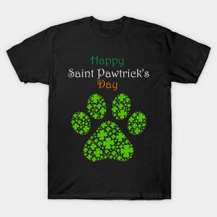 Happy Saint Pawtrick's Day Pawprint T-Shirt